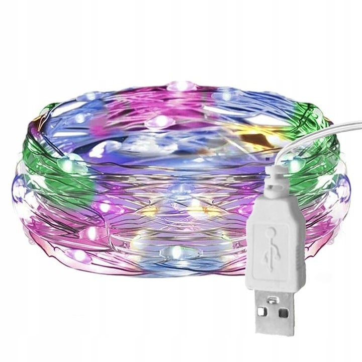 Lampki LED choinkowe 10m RGB 100 diod USB 5V z pilotem i aplikacją ozdoba świąteczna multikolor MasterLED