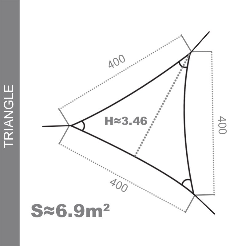Voile d'ombrage 4 x 4 x 4 m imperméable 220g/m² Haute densité - Tissu déperlant - Gris ardoise - 4