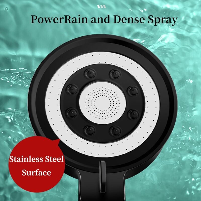 Pommeau de douche anticalcaire et économe en eau, avec 5 modes de pulvérisation, système de filtration haute pression à trois niveaux, avec filtre - 3