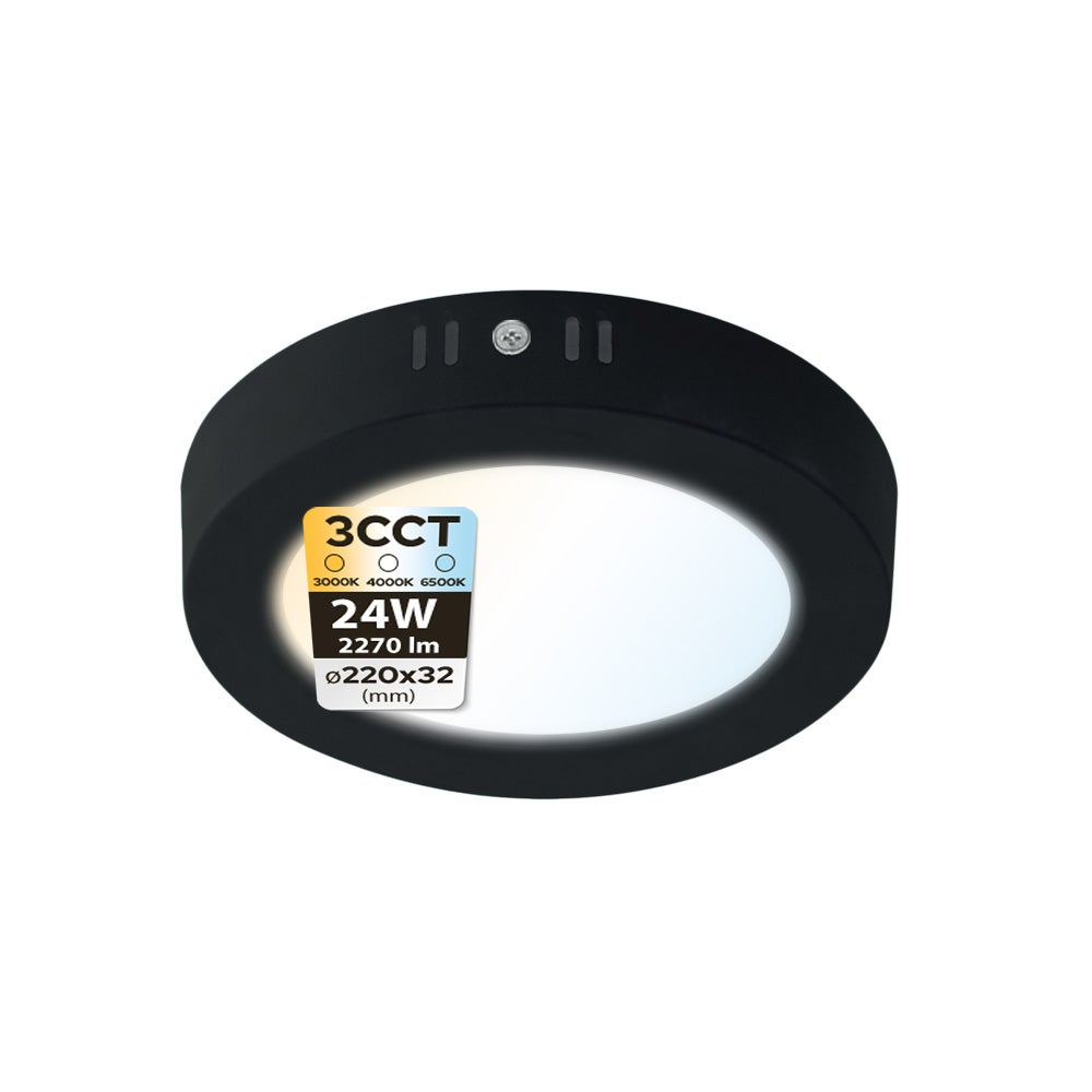 Plafon LED 24W 2270lm 3CCT 22cm IP20 okrągły czarny MILENA HOROZ.
