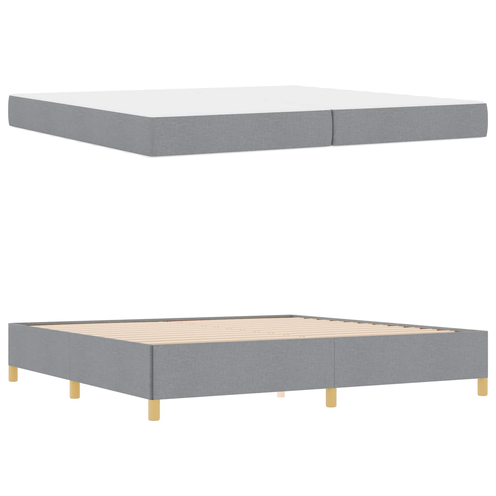 Cadre de lit gris clair, tissu, pour la chambre, 200 × 200 cm - 5
