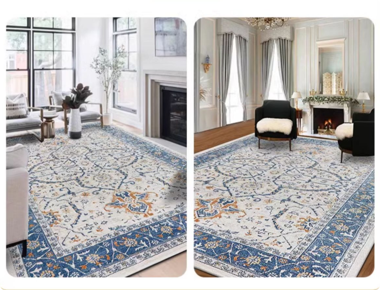 Tapis de salon antidérapant, lavable, style bohème vintage, doux, pour chambre, salle à manger, bureau (120 x 160 cm) - 3