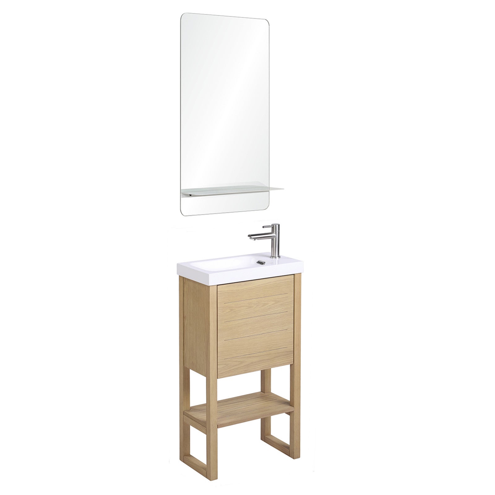 Meuble lave-mains ATOLL avec vasque blanche + miroir - 2