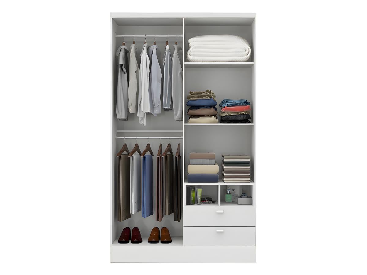 Armoire ODILON - 4 portes & 2 tiroirs - L.120 cm - Blanc - 7