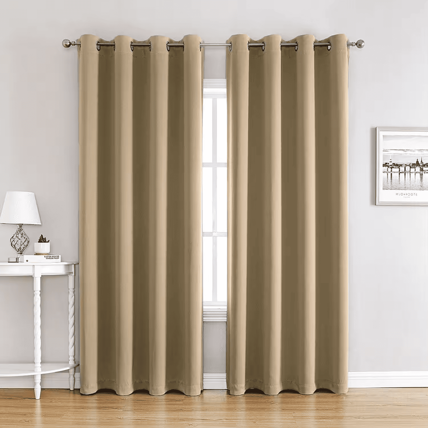 Cortinas opaca foscurit gruesa y suave 140x260cm resistente al calor y la luz, color beige (2 piezas)