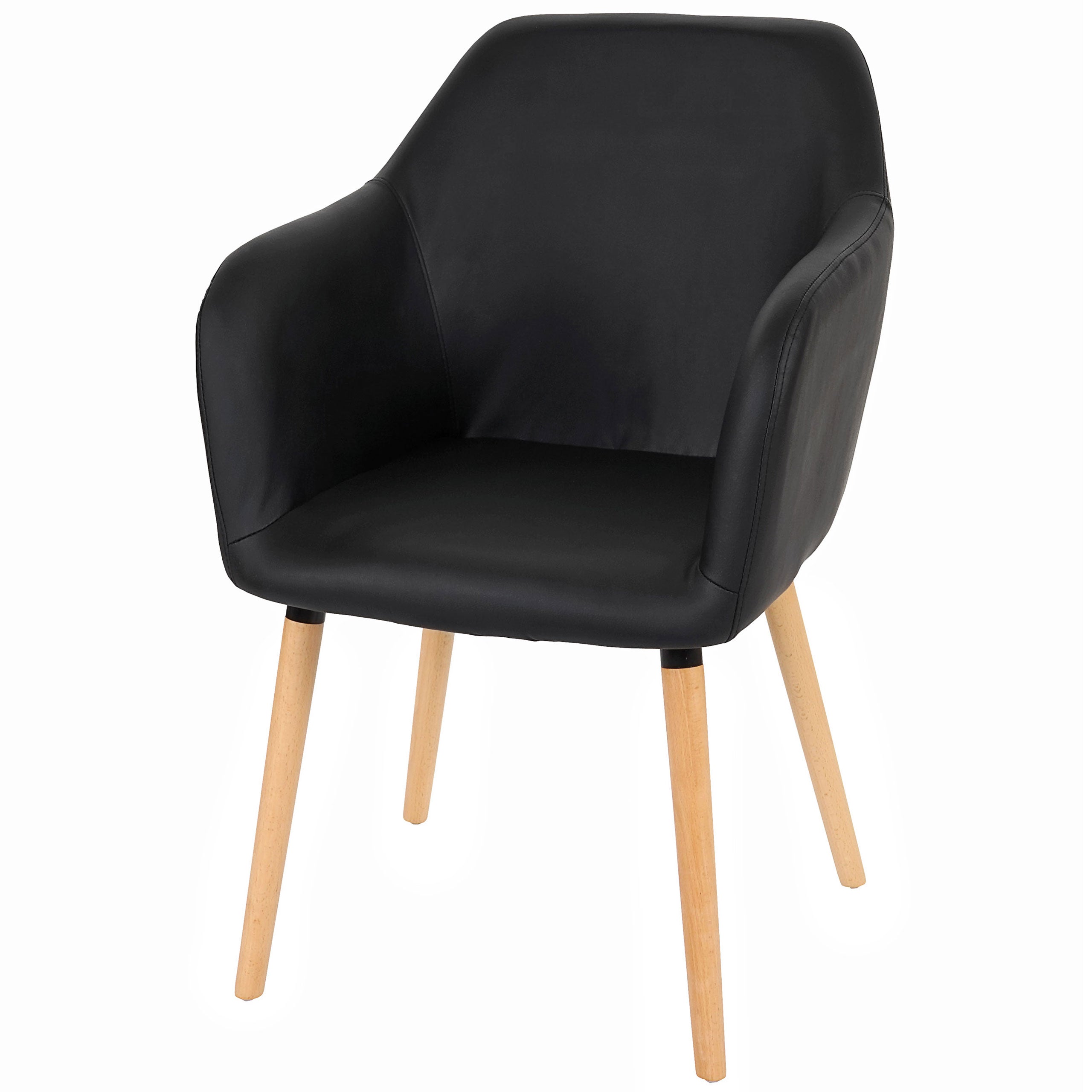 Krzesło do jadalni Malmö T381, krzesło kuchenne, design retro 50s ~ imitacja skóry, czarne, jasne nogi