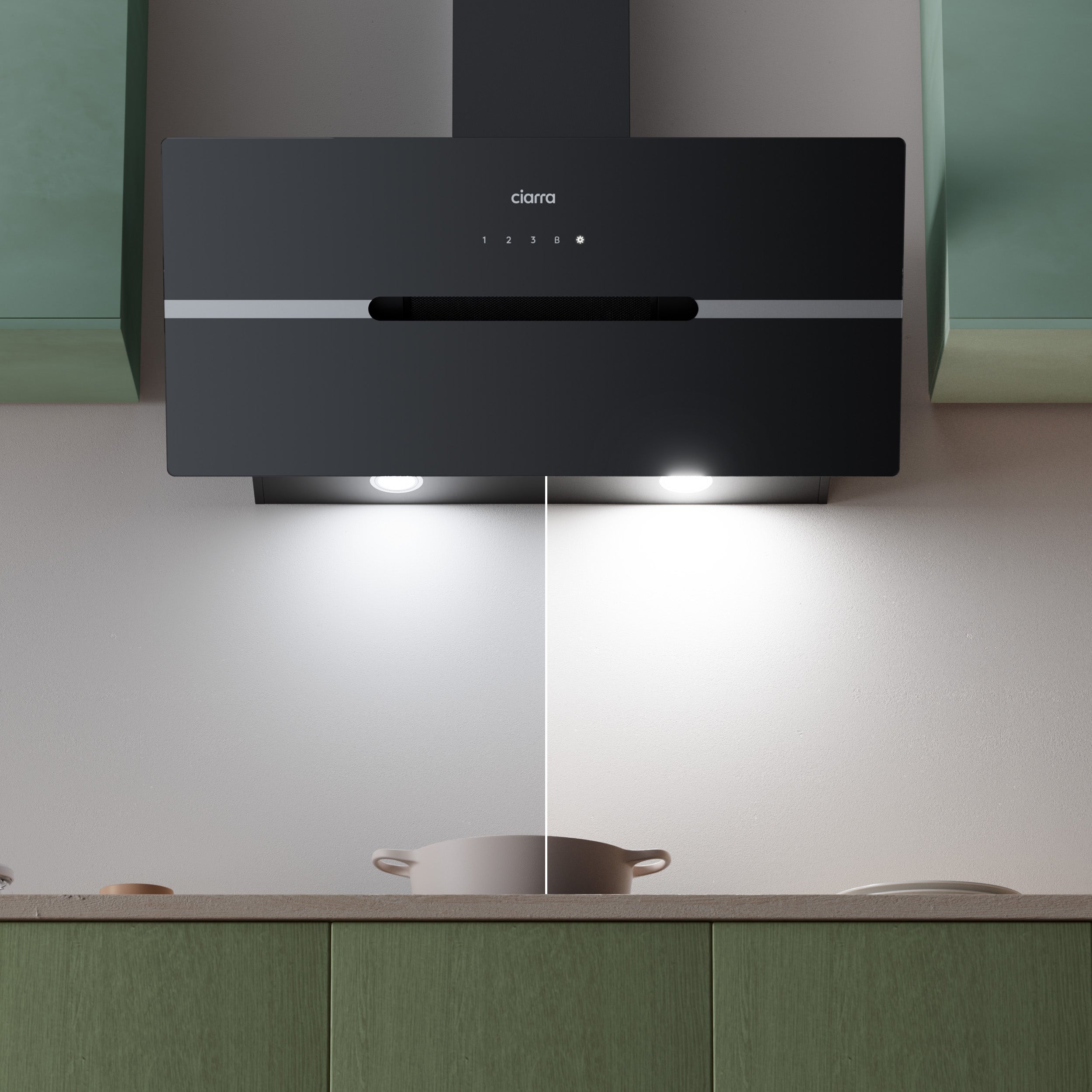 CIARRA Hotte Aspirante 90cm 650m3/h A+++ Wi-Fi Connecté 4 Vitesses Booster Touche Tactile Noir CD9736FB - 3