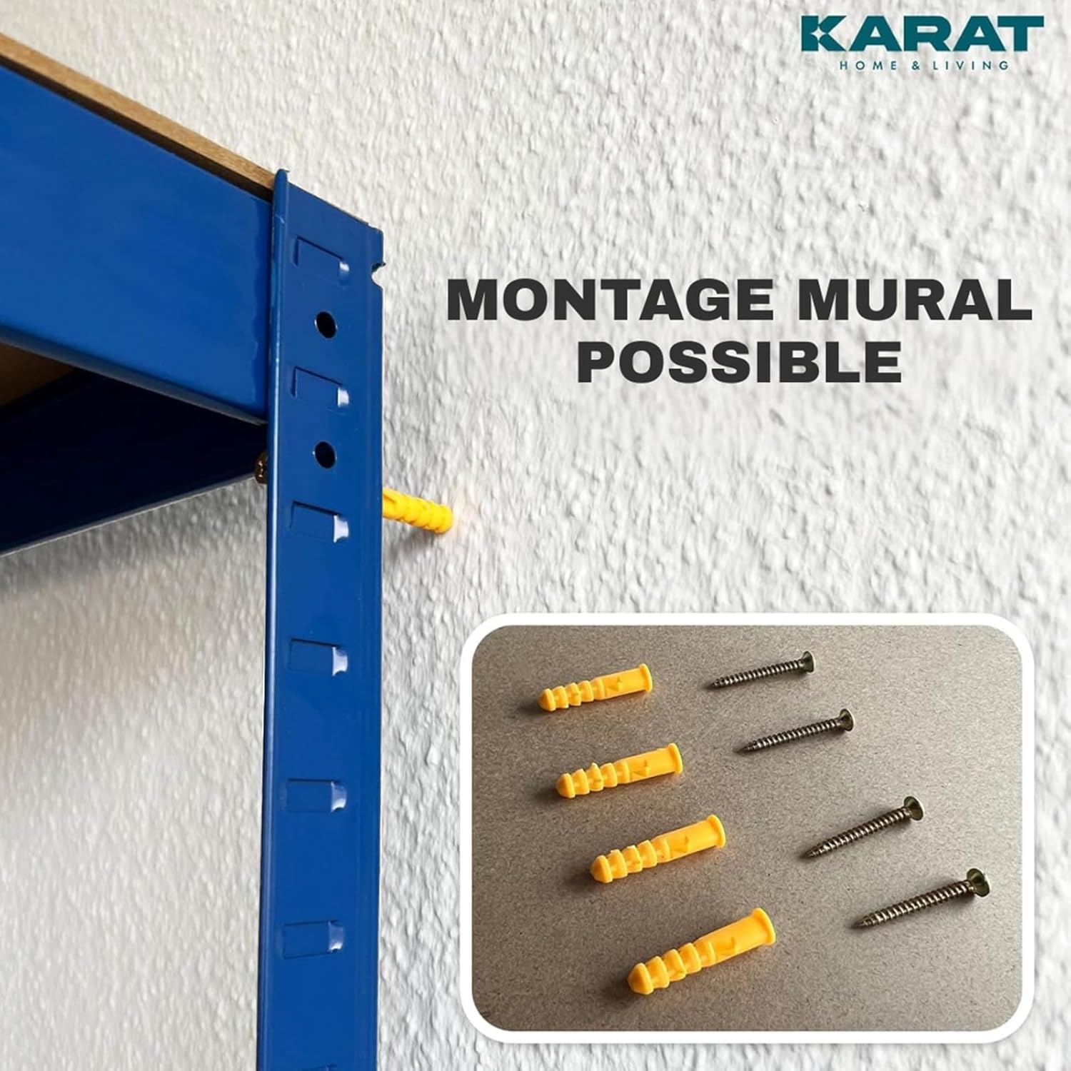 2 X Rayonnages pour charges lourdes, 180 x 90 x 40 cm, Bleu, Capacité de charge max :  875 kg - 7