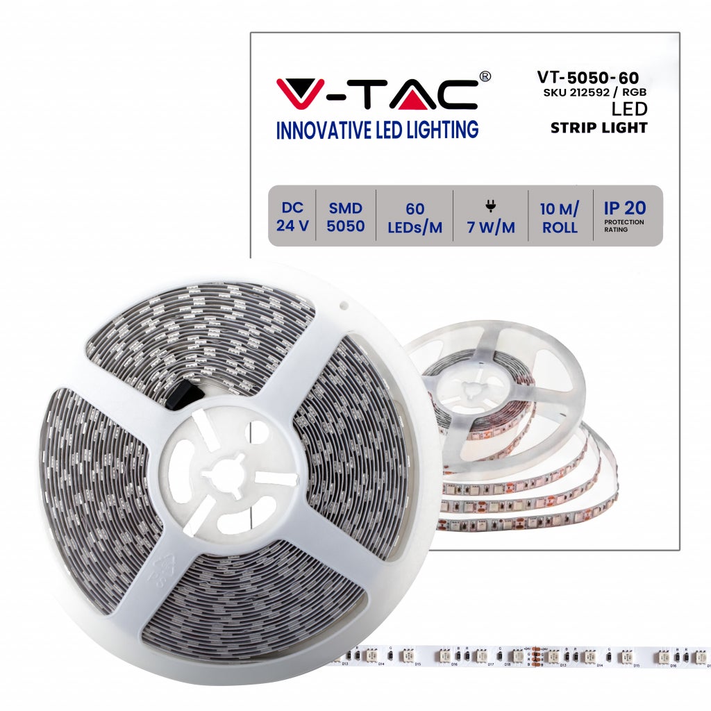 Taśma LED SMD5050 7W/m 10m 60 LED/m 24V RGB IP20 10mm