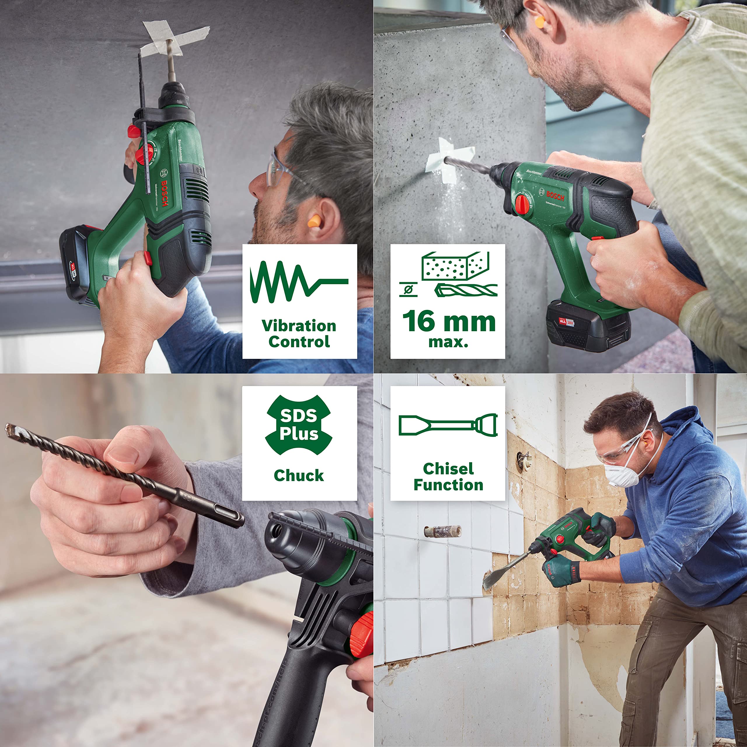Młot udarowy Bosch UniversalHammer 18V Mocny silnik Pneumatyczny mechanizm udarowy 2,0J - 6
