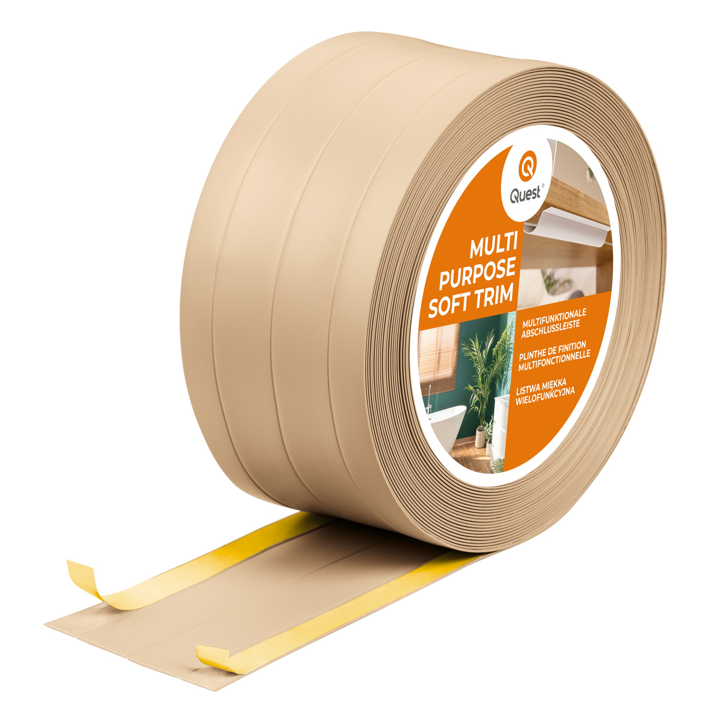 Listwa wykończeniowa PVC 4w1 samoprzylepna 95 mm - elastyczna, uniwersalna - 25 m, piaskowa