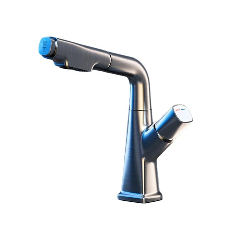 Bateria zlewozmywakowa, wyciągana wylewka z dwoma rodzajami strumienia, szara