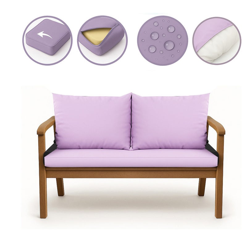 Poduszka ogrodowa na ławkę 130x60x50cm poduszka na meble ogrodowe fioletowa, poduszka na balkon taras, poducha ogrodowa na huśtawkę