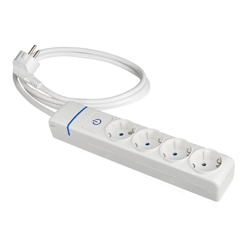 Regleta De 3 Enchufes Con Interruptor, Cable De 3 Metros, 1.5 Mm², Blanco Y Gris - Segura Y Con Estilo Para Conectar Varios Dispositivos
