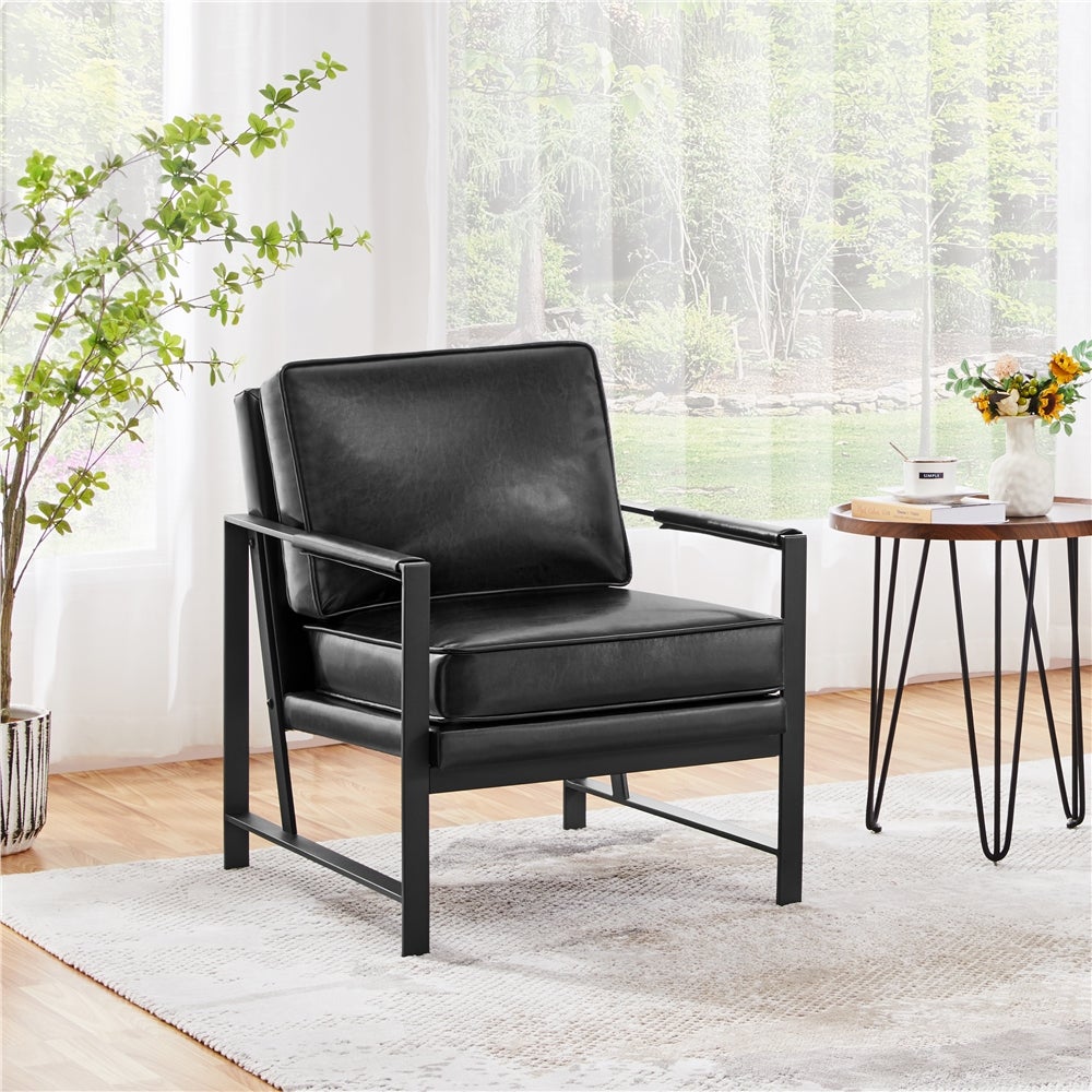 Fauteuil De Relaxation Design Blanc - Forme Géométrique - Avec Coussins