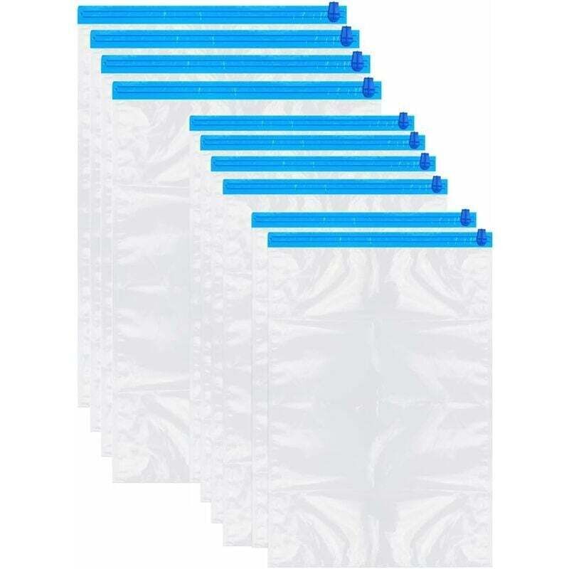 Pungi de depozitare în vid Enowelir, 10 pungi transparente cu etanșare dublă, albastre