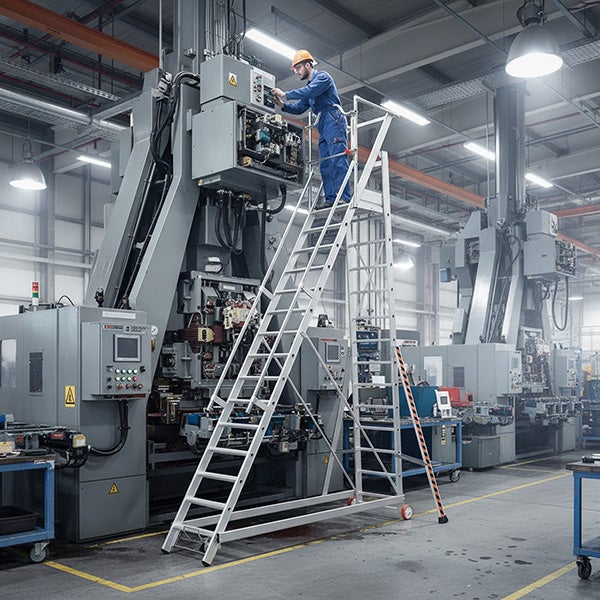 Tubesca - Escalier de Rayonnage sécurisé en Alu 12 marches Hauteur accès 4,62 m max. TUBESCA COMABI - 6