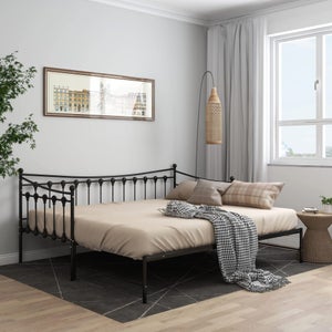Canapé Lit Convertible 2 Places 90x200 Avec Lit Gigogne - Velours Beige, Sommier Lattes, Sans Matelas