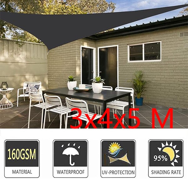 Voile d'ombrage triangulaire imperméable noire, voile de jardin de 3x4x5 mètres, auvent de Protection solaire contre les UV avec accessoires - 2