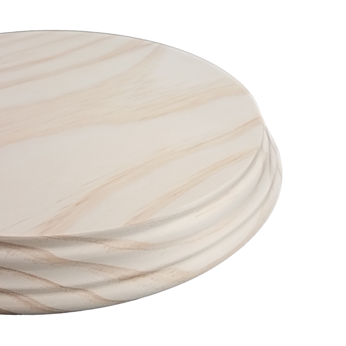 Socle rond en bois. Fabriqué en pin massif tourné. Brut, peut être peint. (Diamètre&nbsp;: 26&nbsp;cm). Hauteur&nbsp;: 2,5&nbsp;cm. - 3