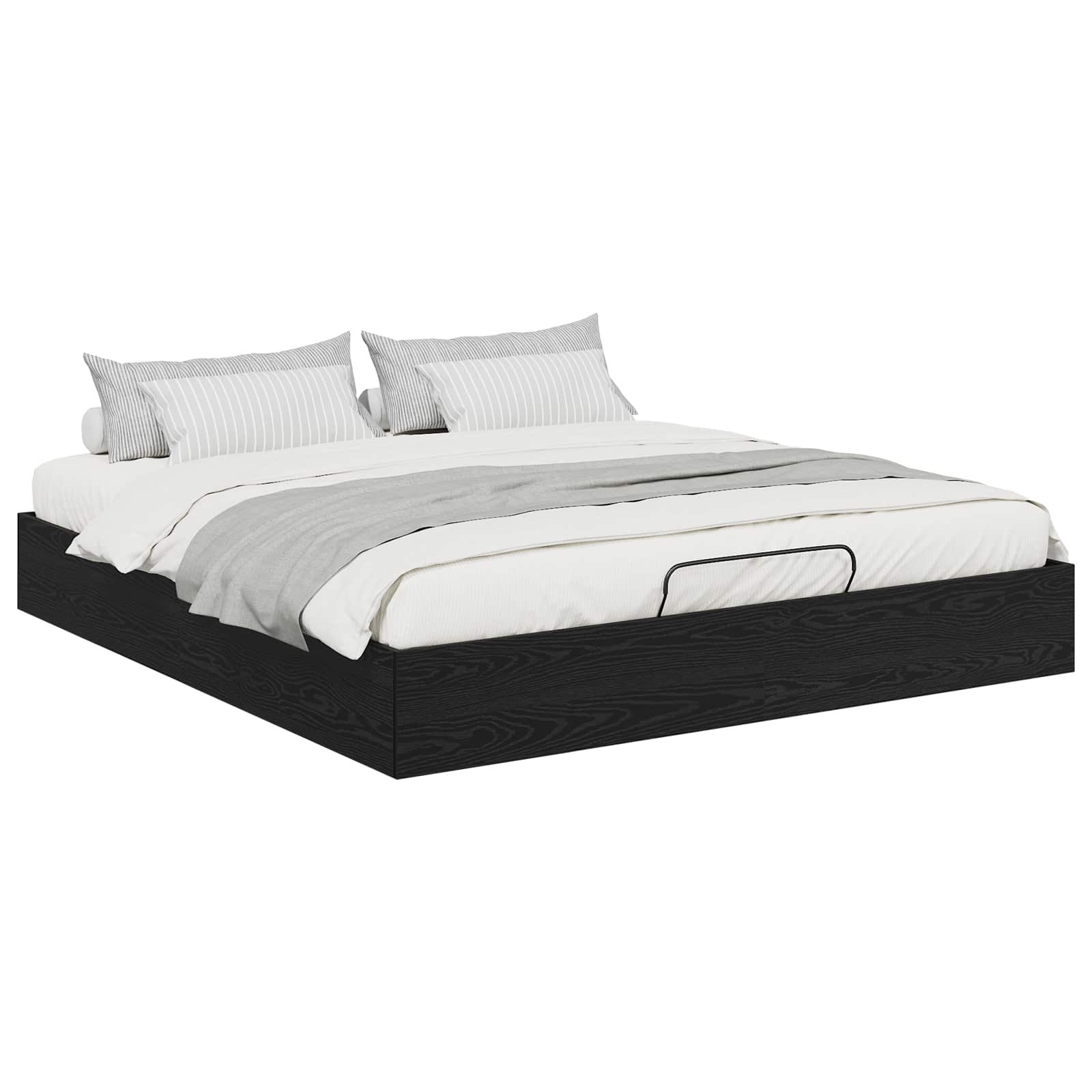 Cadre de lit ottoman avec rangement chêne noir 203 x 180 x 25 cm - 3