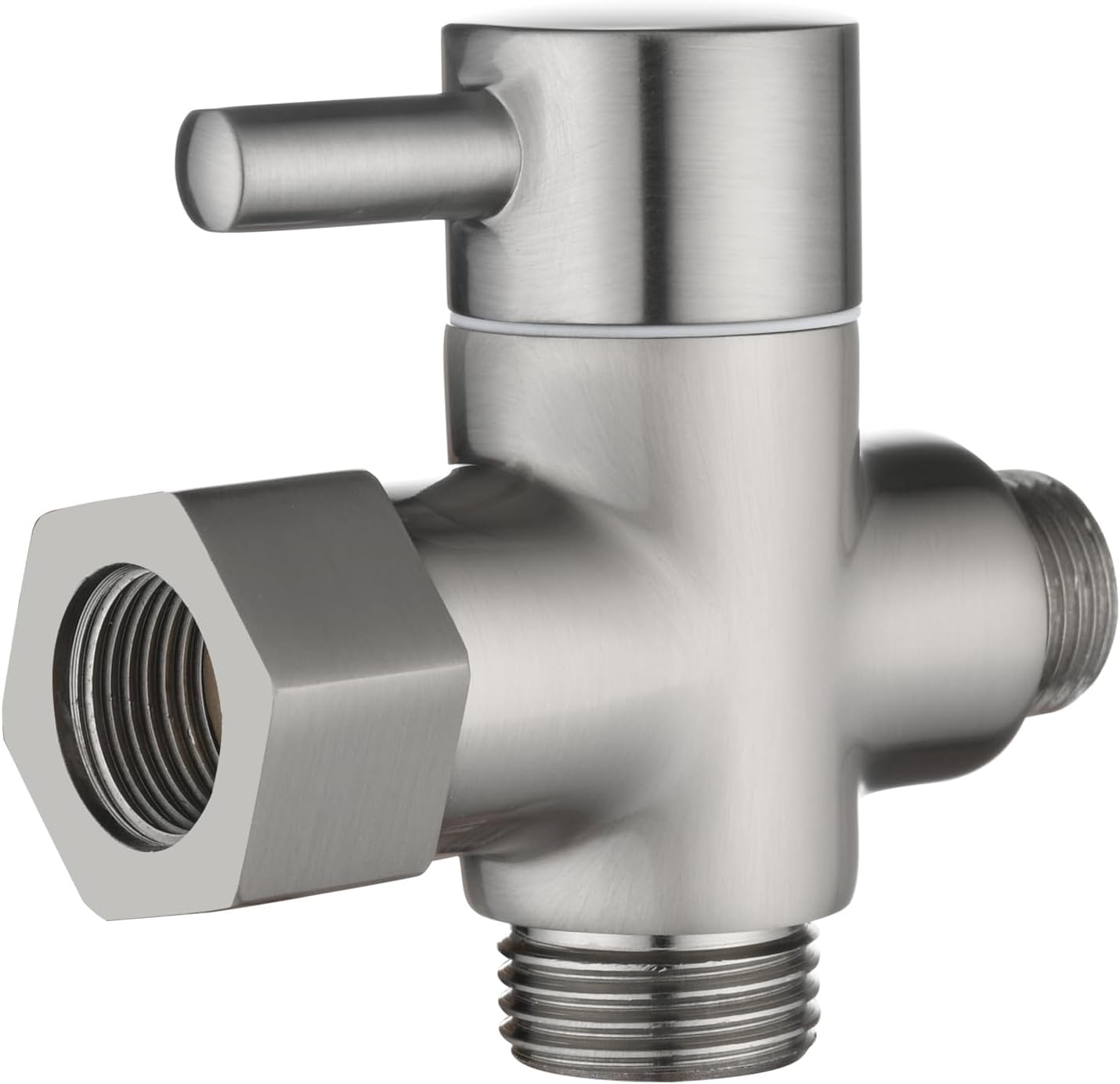 Trójdrożny zawór odcinający z mosiądzu, adapter 3/8”-12/17 do linii wody toaletowej, nikiel