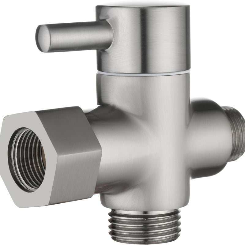 Trójdrożny zawór odcinający z mosiądzu, adapter 3/8”-12/17 do linii wody toaletowej, nikiel