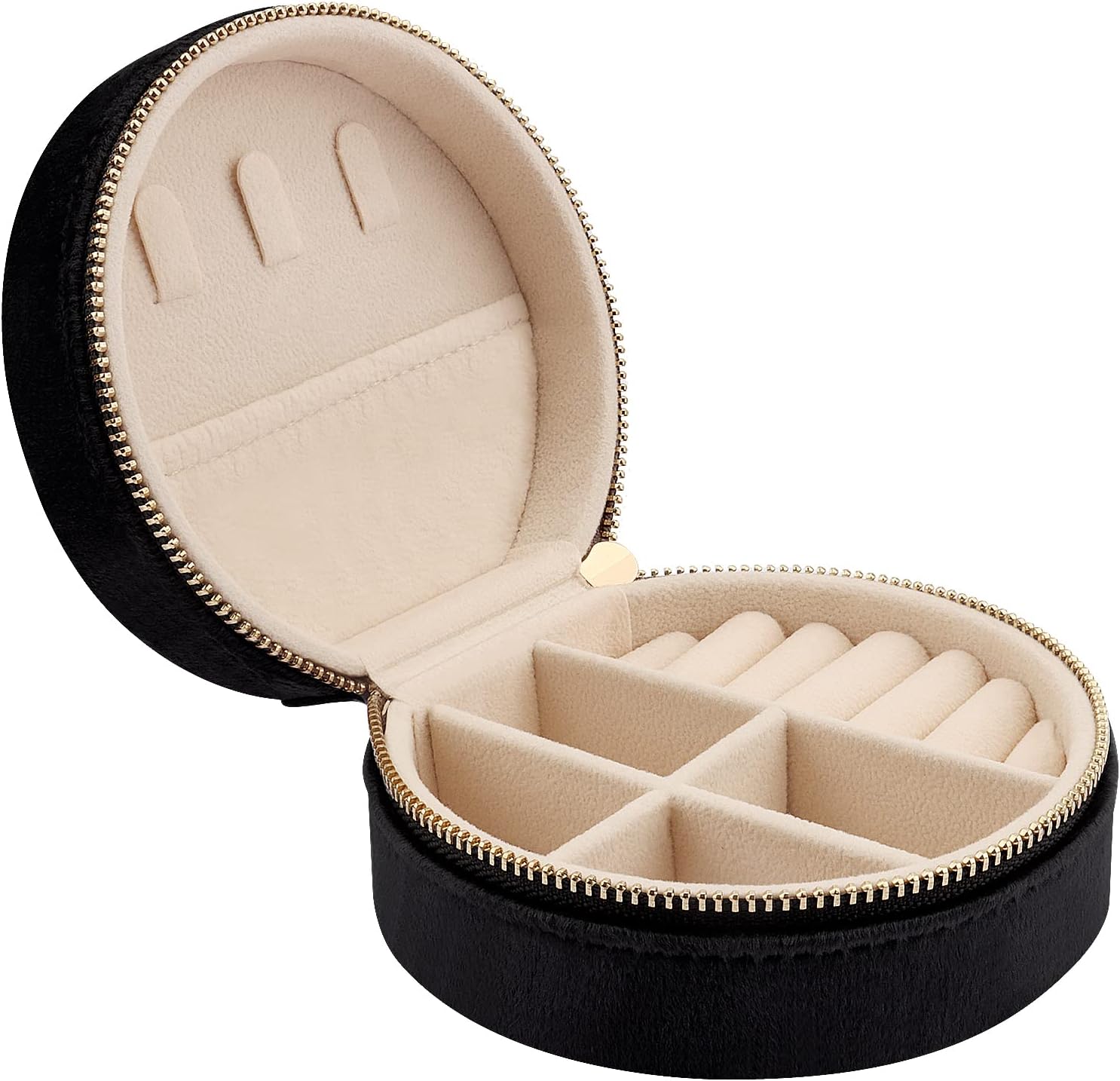 PATIKIL Set 4 Portagioie Da Viaggio In Velluto - Scatoline Porta Anelli E Orecchini In PU - Mini Organizer Gioielli Portatile - Nero