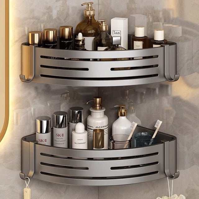 Étagère D'Angle 5 Niveaux Verre Trempé Doré Moderne - Bibliothèque Salon Bureau Salle De Bain CS90200G