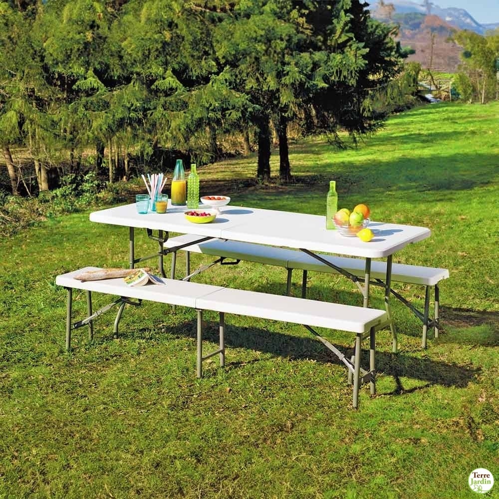 Banc de jardin pliable en acier et plastique - 4 places - Compact - Blanc - 183x30x44 cm - 5