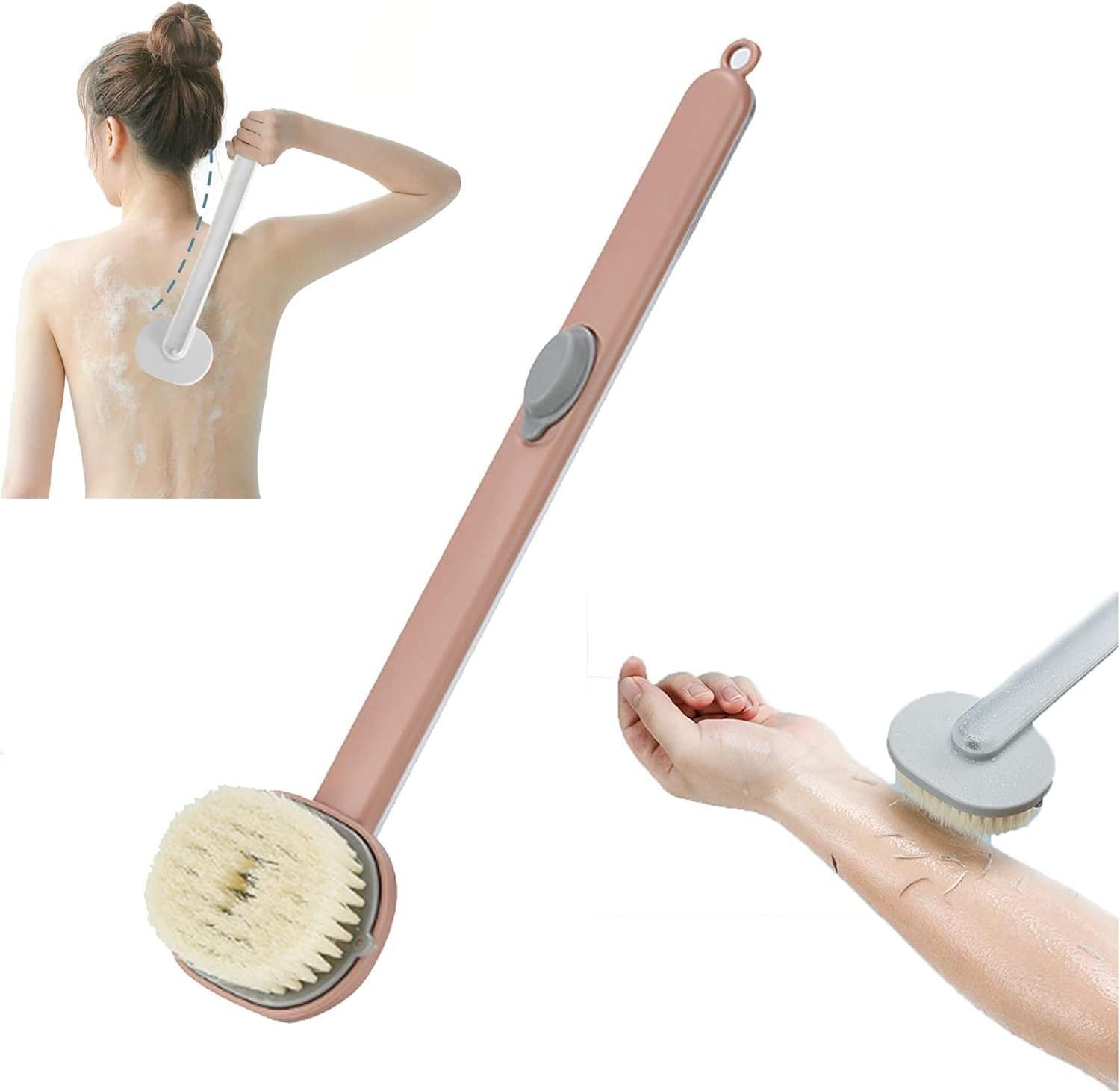 Brosse De Bain Pour Le Dos 70-90 Cm - Exfoliante, Massante, Poils Doux
