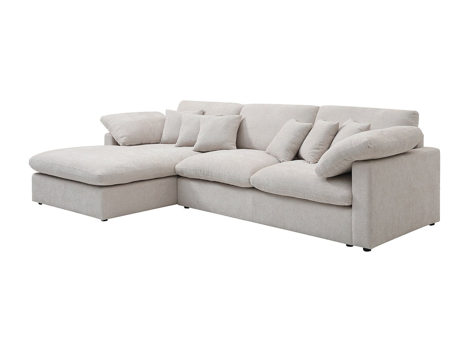 Canapé d'angle gauche en tissu texturé beige TRODANO - 3