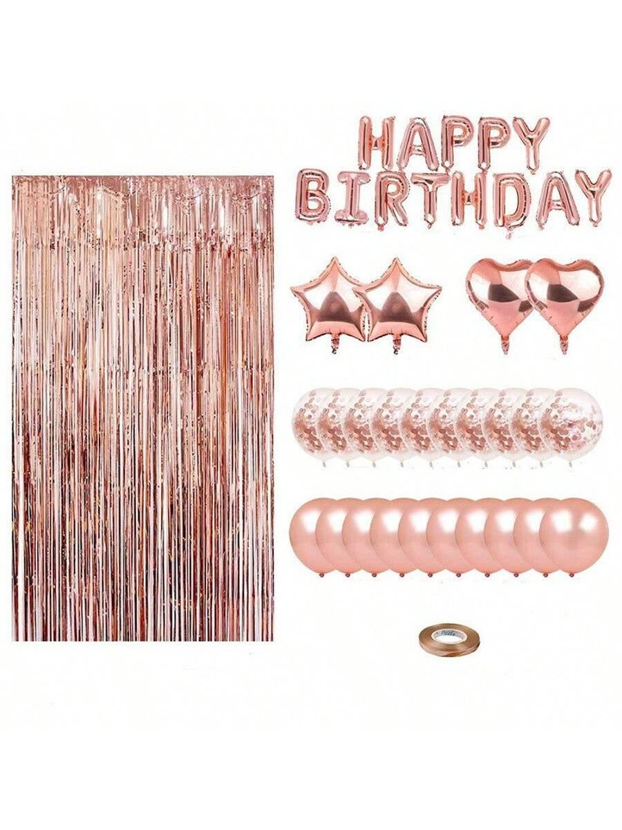 Ensemble de décorations de ballons en or rose, fournitures de fête d'anniversaire, décorations de fête d'anniversaire - 2