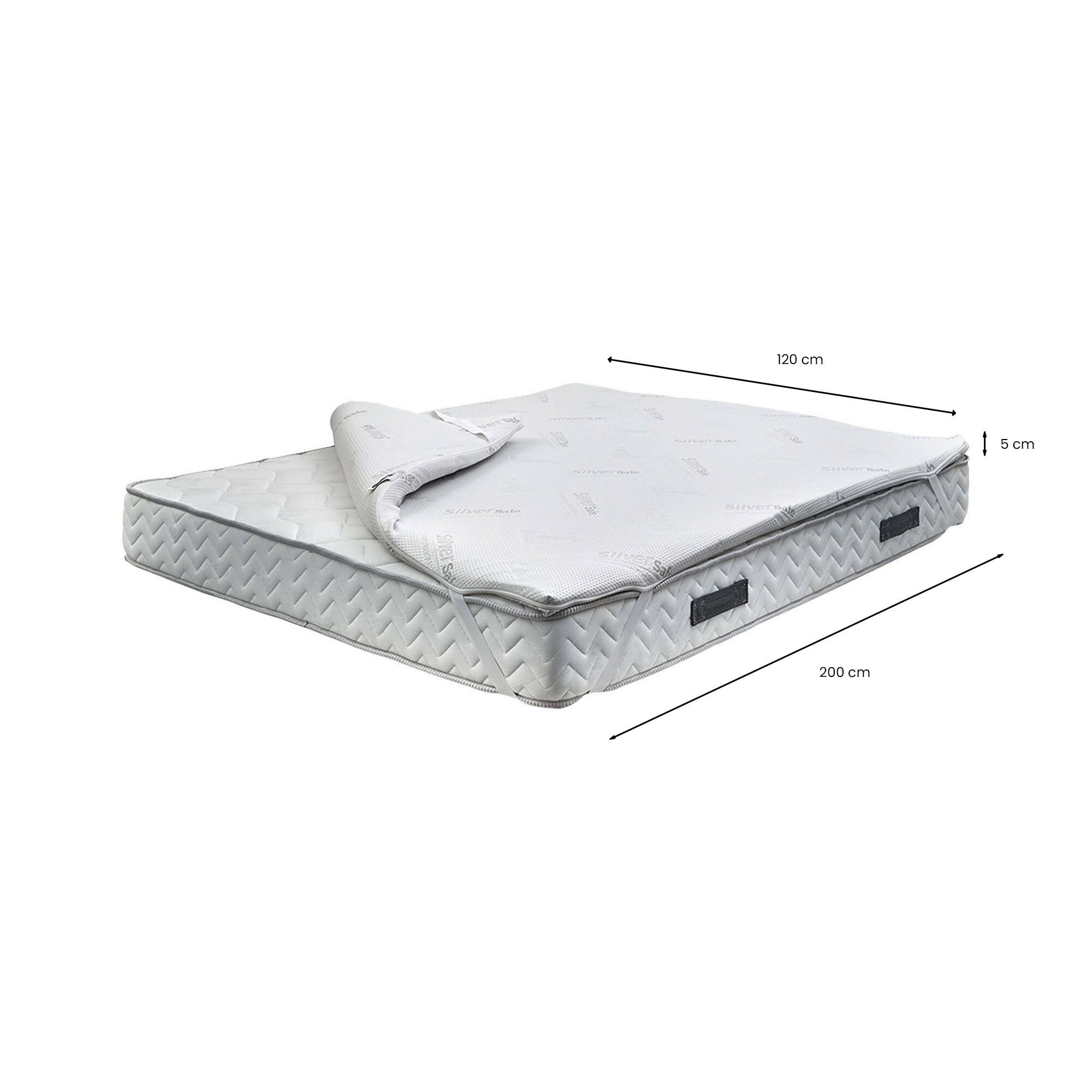 Dabreg cubrecolchón half square, set de cubrecolchón con almohada, cubrecolchón viscoelástico, 120x200xh5 cm