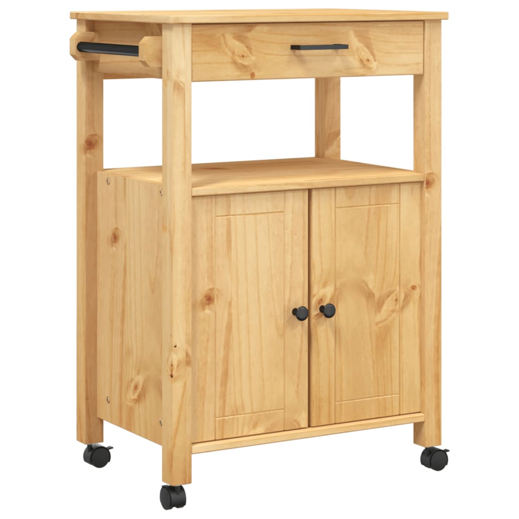 Chariot De Service Gimmy Naturelle - Hêtre Massif 75x78x51cm - 2 Plateaux Anti-Rayures - Pliable