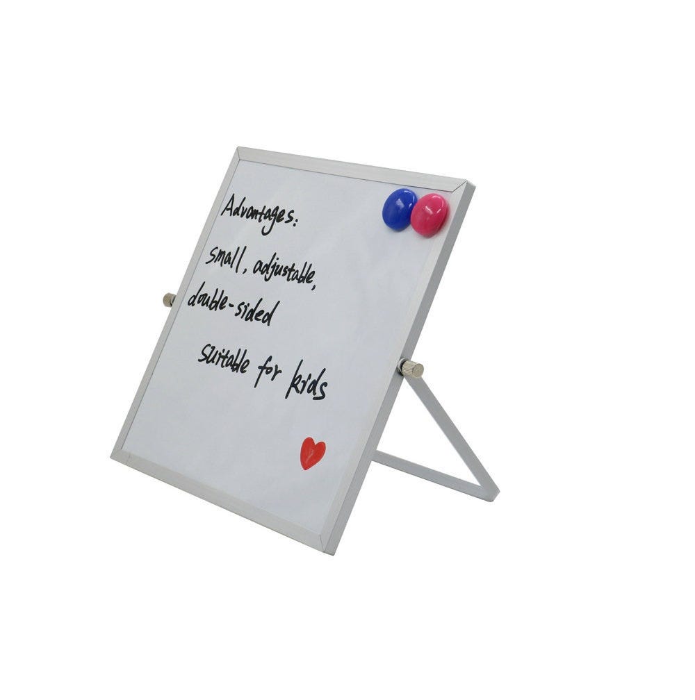 Tableau Blanc Noir Effaçable 30x20cm OWill - Mini Magnétique Double Face Avec Support Portable