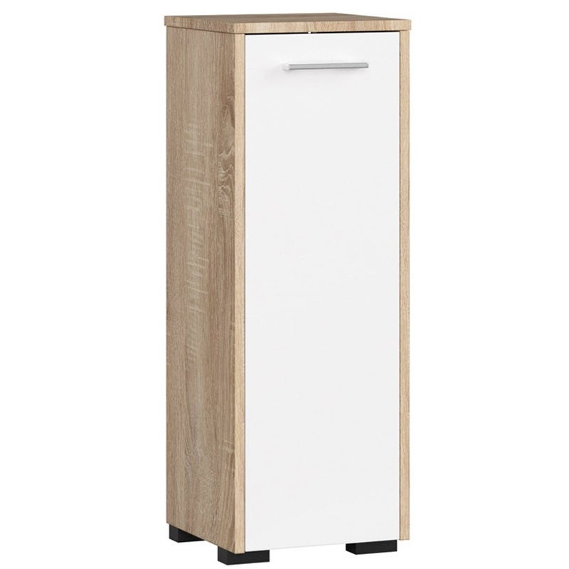 Dulap baie pal tip baza usa reversibila raft, 30x30x85 cm, design modern, stejar sonoma alb