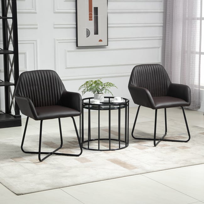 HOMCOM Set di 2 Sedie da Cucina Sedie da Pranzo con Schienale HOMCOM Set di 2 Sedie da Cucina Sedie da Pranzo con Schienale