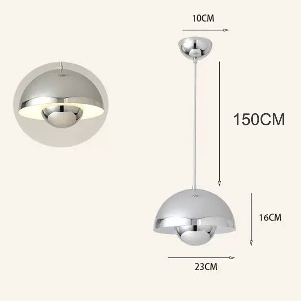 Lustre, Suspension Moderne, Plafonnier Suspendu avec Ampoule, Lampe Suspendue en Métal, Lumière Chaude, 23cm (Chrome) - 4