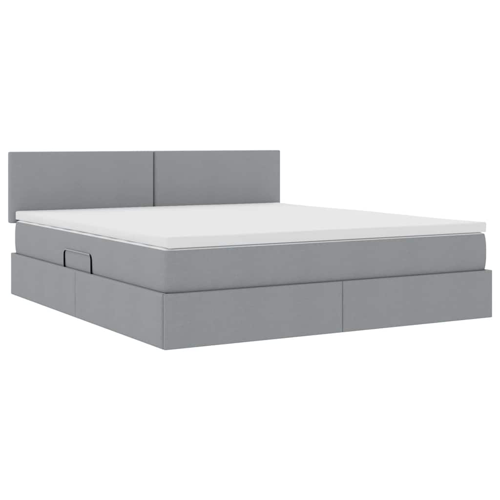 Lit avec rangement et matelas gris clair 180 x 200 cm en velours - 5
