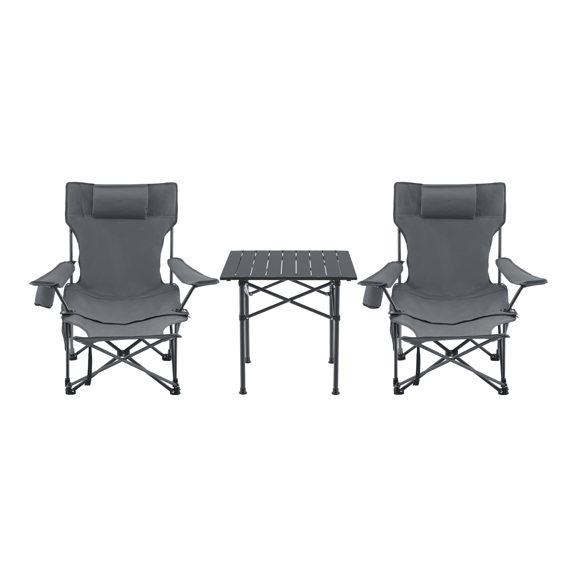 Set de table et 2 chaises pliantes Bellante gris casa.pro - 2