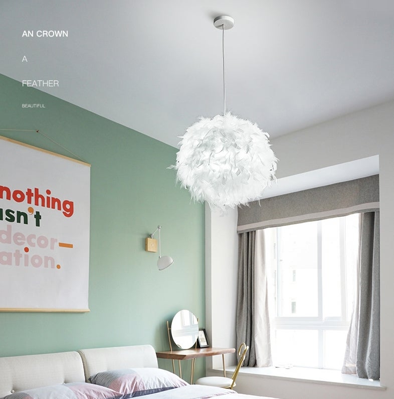 Suspension plume luminaire blanc moderne lustre abat-jour 30cm pour salons chambres d'enfants ampoule non incluse - 8