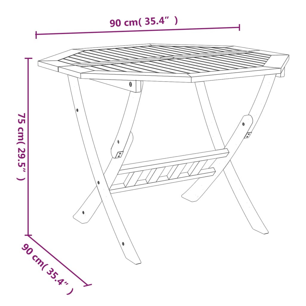 Table d'appoint d'extérieur rectangulaire en Bois Marron 2 places - 7
