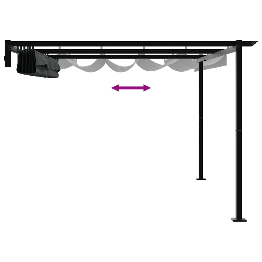 vidaXL Gazebo Montado en la Pared Antracita 3 x 4 m Acero - 9