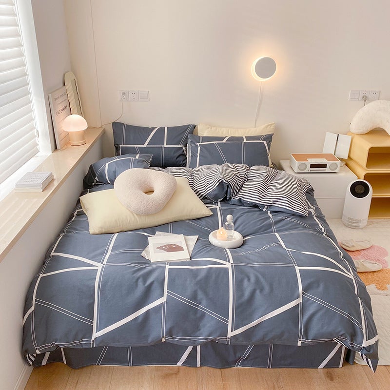 Funda nórdica de 220 x 240 cm con estampado de cubo de Rubik gris
