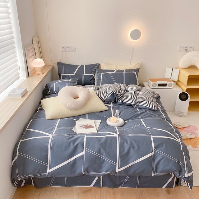 Housse de couette 220 x 240 cm Motif Rubik's Cube gris, parure de lit avec linge de lit et 2 taies d'oreiller avec fermeture éclair