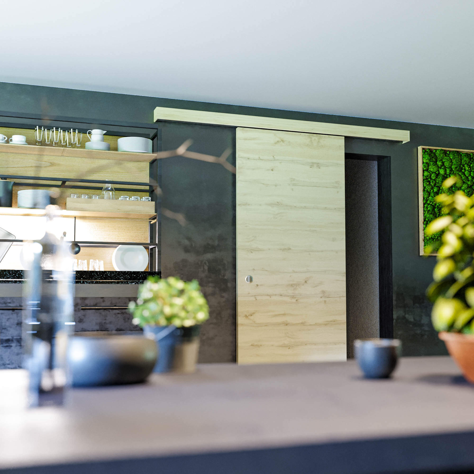 Porte Coulissante avec Rail - Tokyo 83 cm - Avec butée - 5