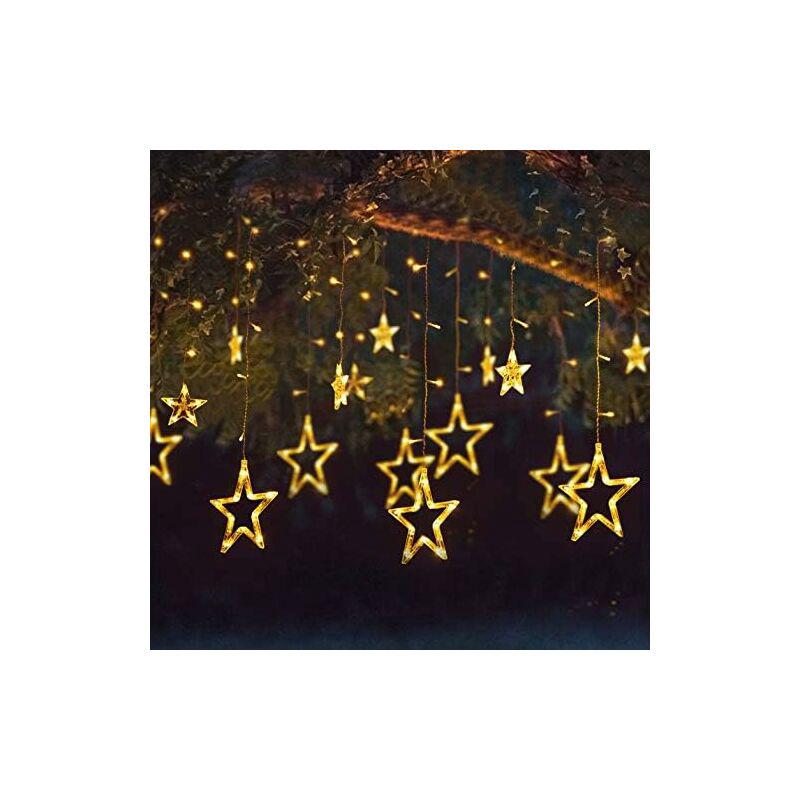 Cortina de luz 12 estrellas 138 LED/2M luz de ventana de pared iluminación interior Navidad boda fiesta decoración luz blanca - 3