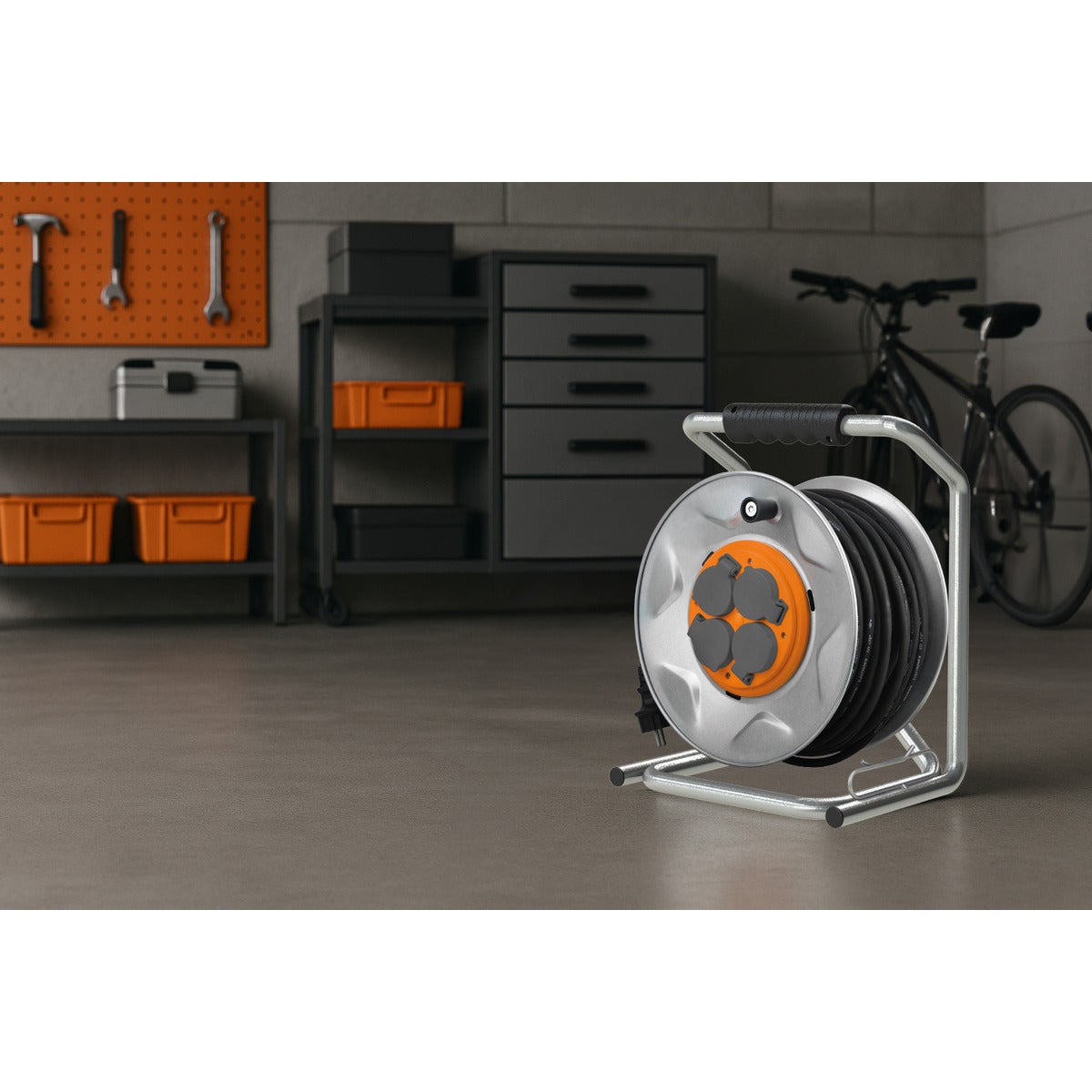 Enrouleur de chantier IP44 4 prises 16A 3G2,5mm² 35m - orange - Zenitech - 2