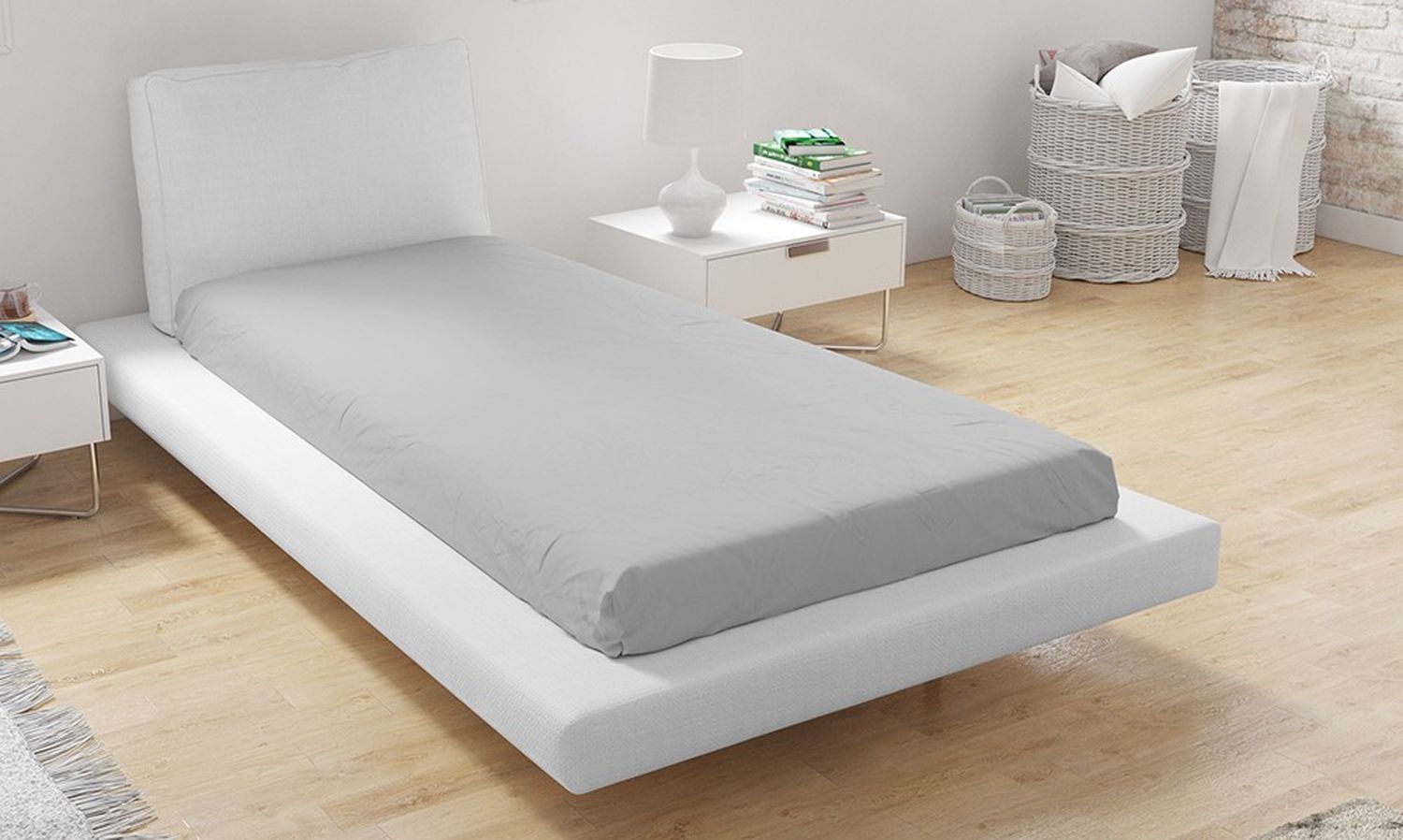 Drap housse microfibre 90 x 190 - Gris - Côté Déco - 2